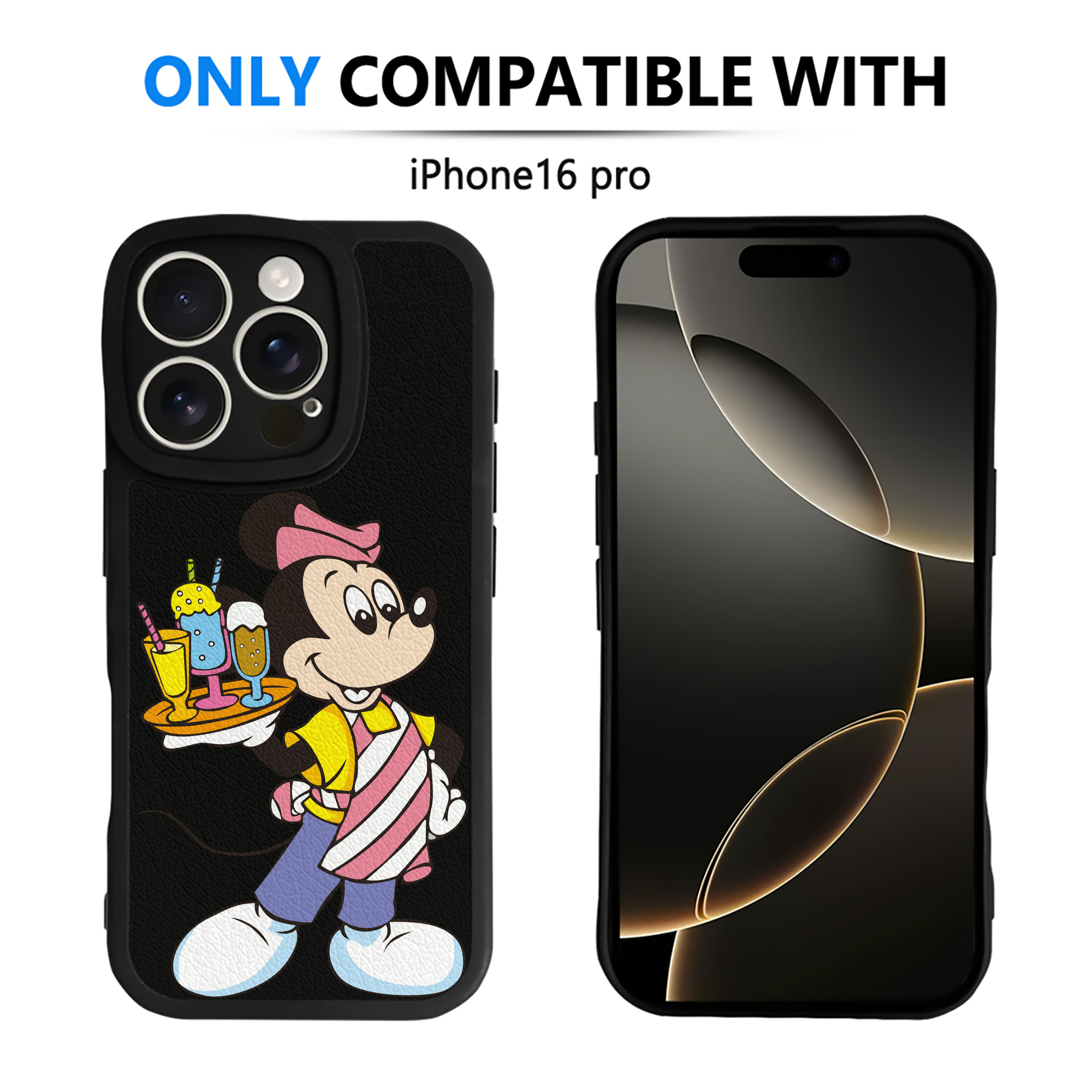 （画像用） ミッキーマウス Mickey Mouse 【iPhone 16シリーズ対応】シリコンスマホケース（レザー調） 材質：シリコン